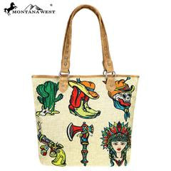 Montana West Wild West Painting Canvas Tote Bag
