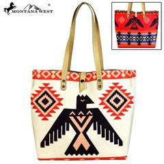 Montana West American Native Collection Dual Sided Print Canvas Fabric Tote