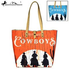 Montana West Wild West Collection Dual Sided Print Canvas Fabric Tote