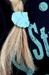 decorative ponytail, rock ponytail, western accessories, ponytail holder, hair tie, hair accessories, western hair accessories, western wholesale, wholesale accessories, wholesale hair accessories, western apparel, western style, turquoise hair tie