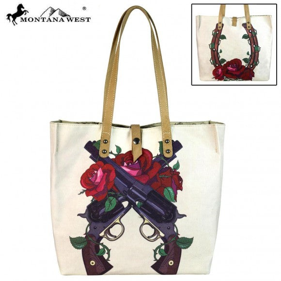 Montana West Wild West Guns & Roses Tote